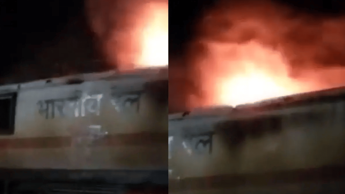 <div class="paragraphs"><p>غریب رتھ کے انجن میں لگی آگ سے پھیلا دھواں، ویڈیو گریب</p></div>