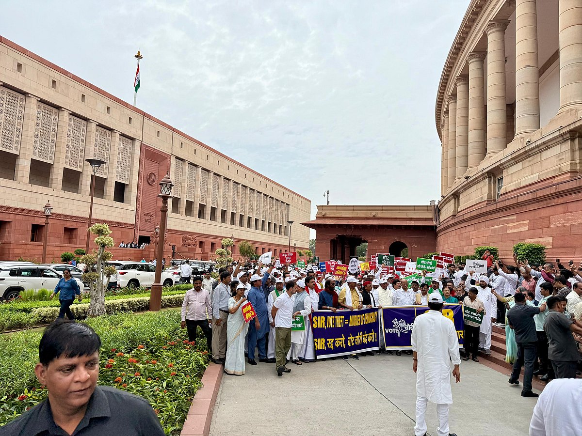 ’ووٹ چوری‘ کے خلاف اپوزیشن اراکین پارلیمنٹ کی ریلی میں نظر آیا زبردست جوش، دیکھیں تصویری جھلکیاں