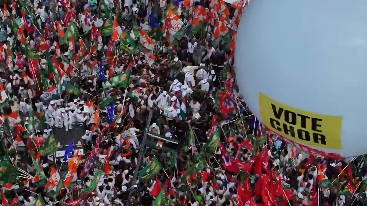 <div class="paragraphs"><p>ووٹر ادھیکار مارچ میں جمع بھیڑ، ویڈیو گریب</p></div>