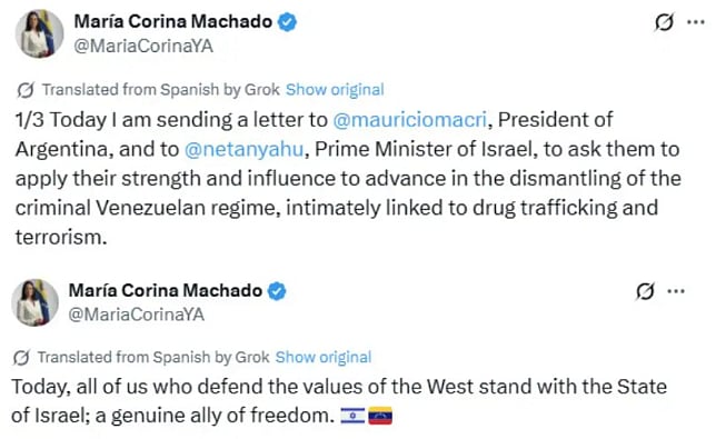 غزہ پر بمباری کی حمایت کرنے والی ماریا کورینا مچاڈو سے نوبل امن انعام واپس لینے کا مطالبہ شروع!