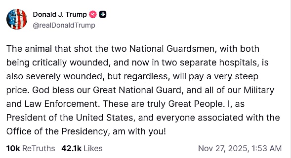 امریکہ میں وائٹ ہاؤس کے قریب فائرنگ، دو نیشنل گارڈز زخمی