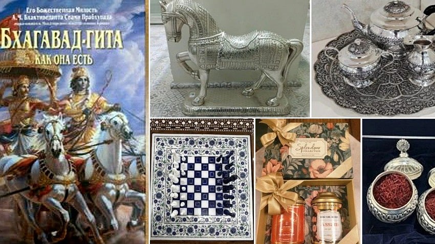 <div class="paragraphs"><p>روسی صدر پوتن کو دیے گئے تحائف، تصویر سوشل میڈیا</p></div>