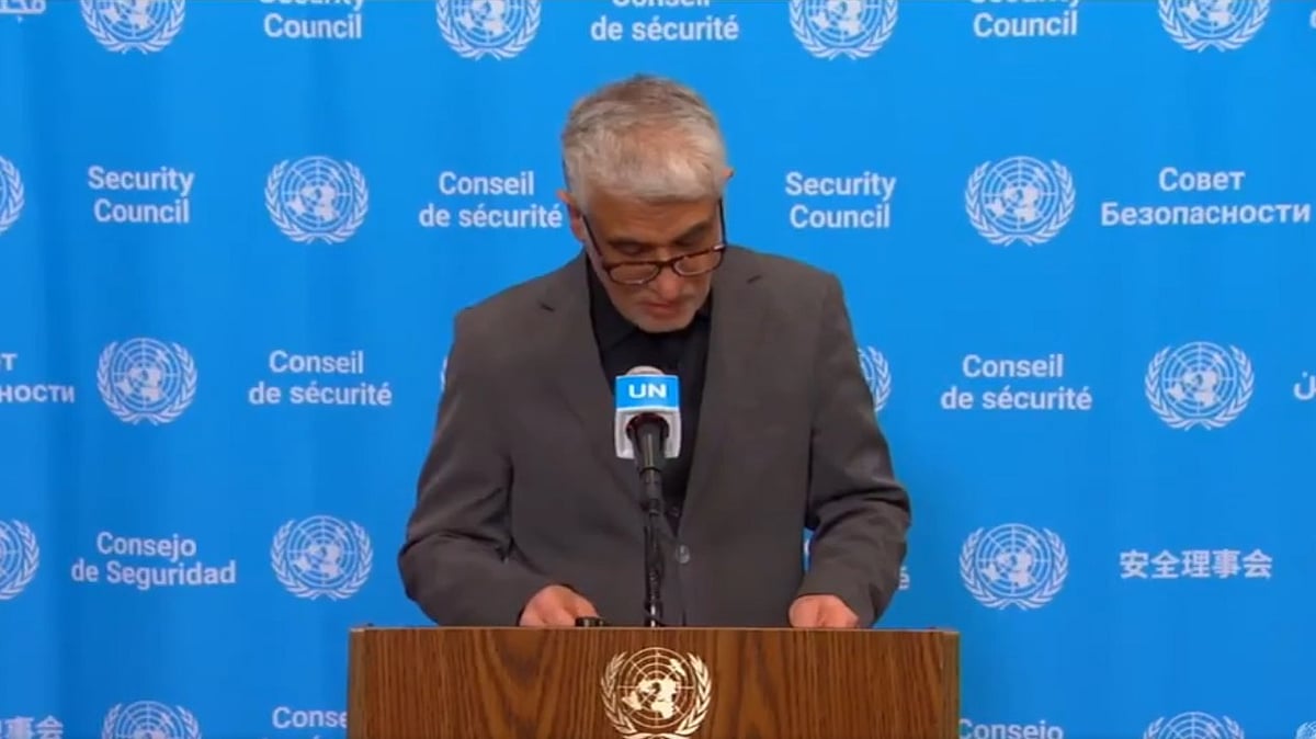 <div class="paragraphs"><p>اقوام متحدہ میں ایران کے مستقل مندوب عامر سعید ایروانی (ویڈیو گریب)</p></div>