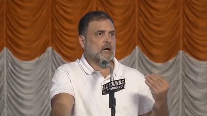 <div class="paragraphs"><p>کیرلم میں جلسۂ عام سے خطاب کرتے ہوئے راہل گاندھی</p></div>