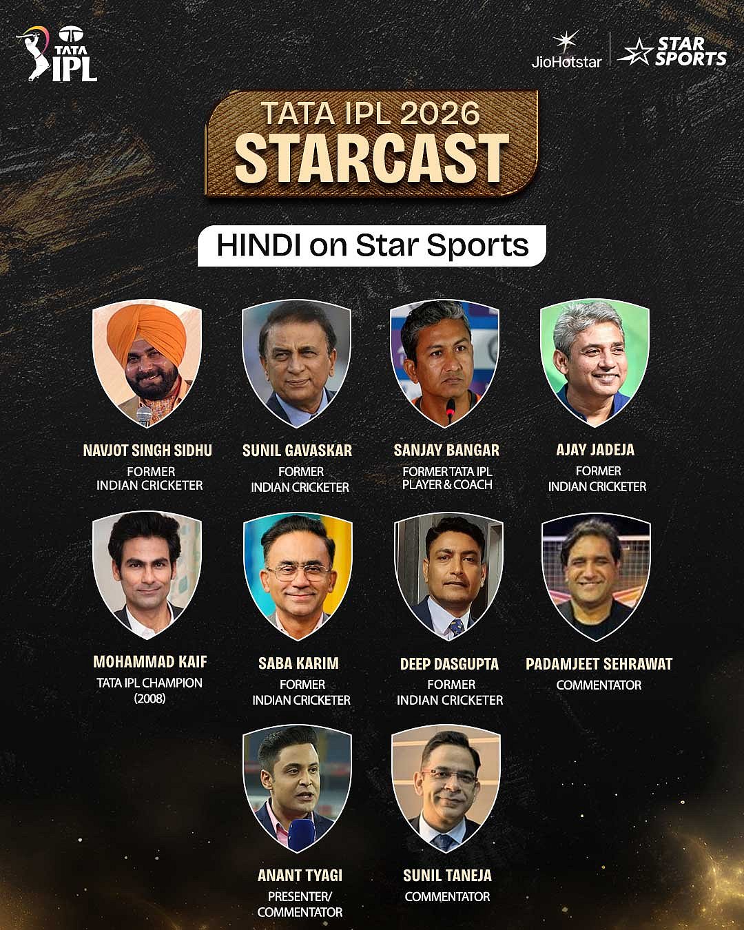 آئی پی ایل 2026 کے لیے کمنٹری پینل کا اعلان، 12 زبانوں کے لیے 160 سے زائد آوازوں کا ہوا انتخاب