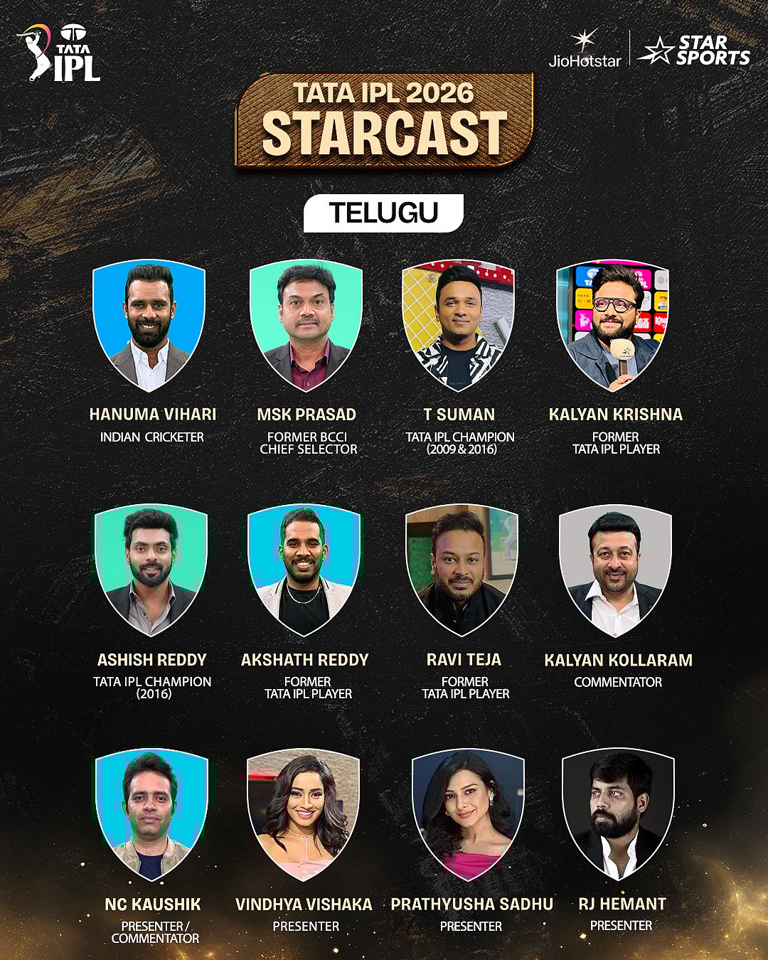 آئی پی ایل 2026 کے لیے کمنٹری پینل کا اعلان، 12 زبانوں کے لیے 160 سے زائد آوازوں کا ہوا انتخاب