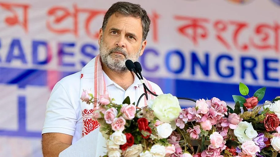 <div class="paragraphs"><p>جلسۂ عام سے خطاب کرتے ہوئے راہل گاندھی، تصویر بشکریہ&nbsp;@INCIndia</p></div>