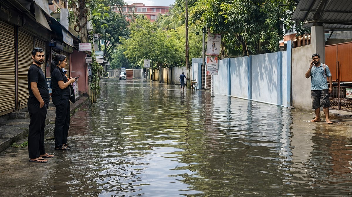 گوہاٹی میں شدید بارش کے سبب معمولات زندگی درہم برہم، گھروں کے اندر داخل ہوا پانی