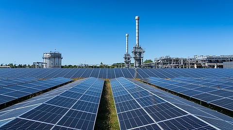 Industrial plant powered by utility-scale solar energy system.