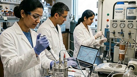Scientists developing thermal energy storage materials.