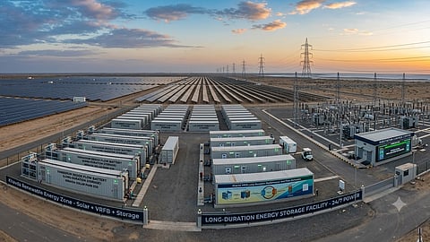 Vanadium Redox Flow Battery energy storage facility at a solar park.