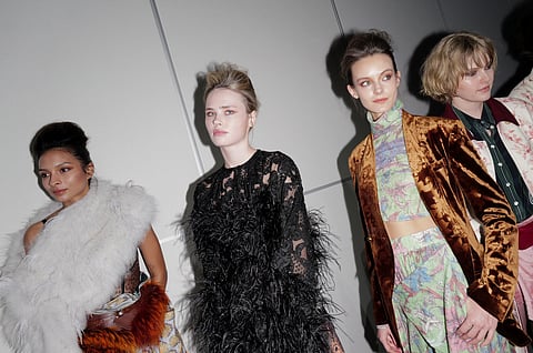 Models for JUZUI at the New York Fashion Show