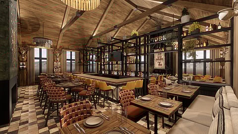 Interior rendering of Drake Restaurant at Tributary