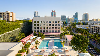 Strawberry Moon Aerial Pool View at The Goodtime Hotel
