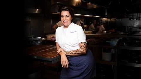 Brazilian chef Janaína Torres in her restaurant kitchen