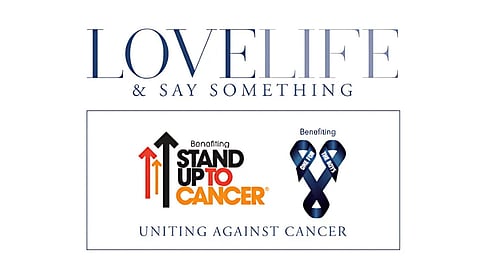 Love Life Gala graphic highlighting Stand Up To Cancer and One For The Boys