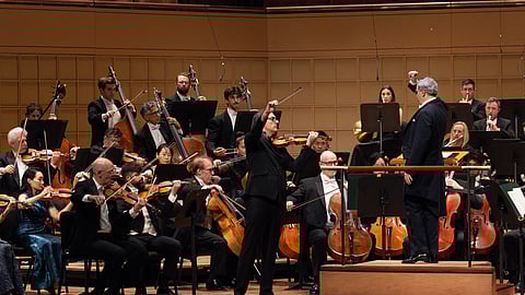 Leonidas Kavakos performs onstage with the Dallas Symphony Orchestra