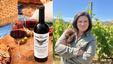 Corey Garner, winemaker for The Federalist Wines and image of wine