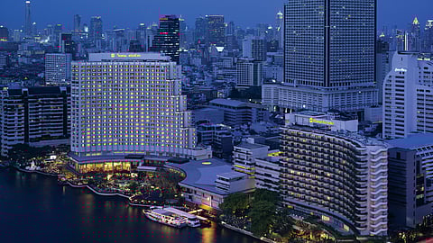 Shangri-La Bangkok exterior by night