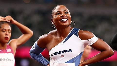 Ebony Morrison smiles after competing at the Tokyo 2020 Olympics