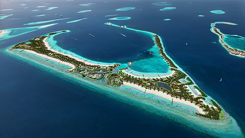 Aerial view of Vaaredhdhoo Faru island