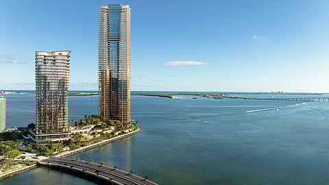 Aerial view of The Residences at Mandarin Oriental Miami