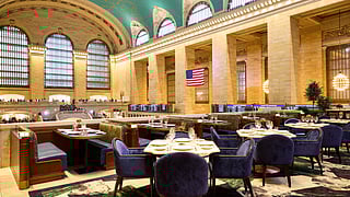 Elegant dining room at Grand Central with views of the Main Concourse