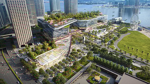 Aerial view of Central Yards from Connaught Road to the harbourfront
