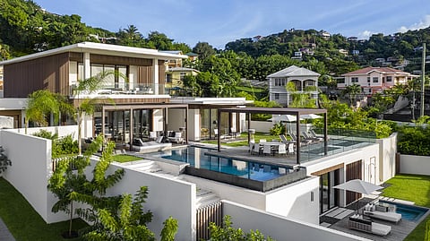 Modern villa with pool overlooking lush hills in Silversands Grenada