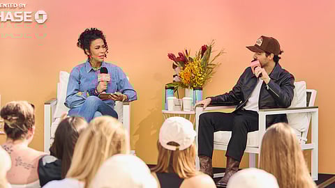 Speakers onstage at the Wellness Oasis during Miami Art Week