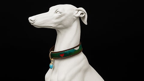 Irene Neuwirth Hand-Painted Leather Dog Collar