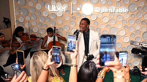 Giveon performs at the Uber x OpenTable Art of the Reservation Launch Event in Miami