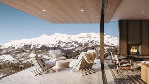 Private terrace in a luxury alpine residence at Four Seasons Resort and Private Residences Telluride