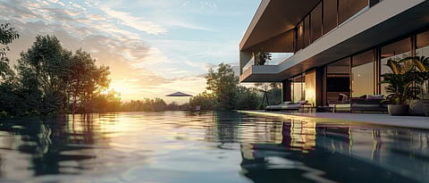 Tranquil luxury lifestyle setting with soft light and neutral tones, 