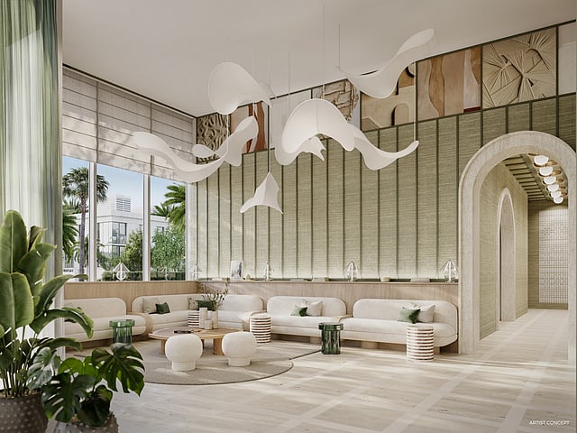 The Lobby and Light Fixture at PALMA Miami Beach Residences