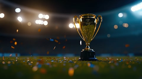 FIFA World Cup trophy on a stadium field symbolizing Miami hosting World Cup 26™ group stage matches