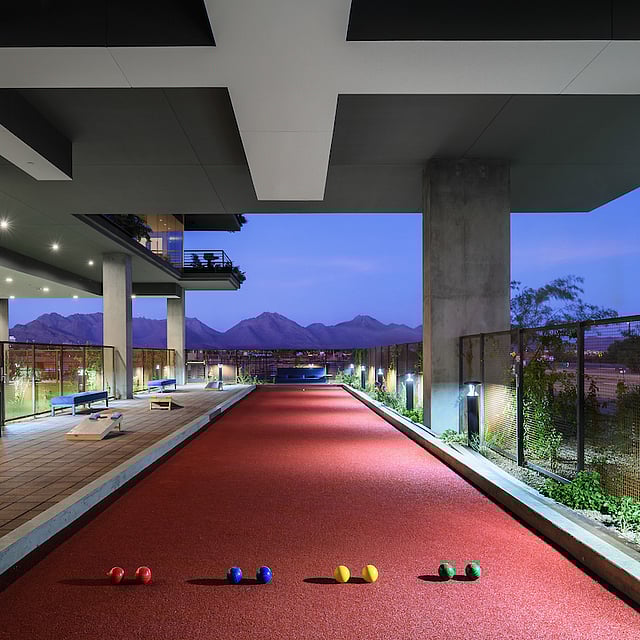 Outdoor recreation court at Optima McDowell Mountain community