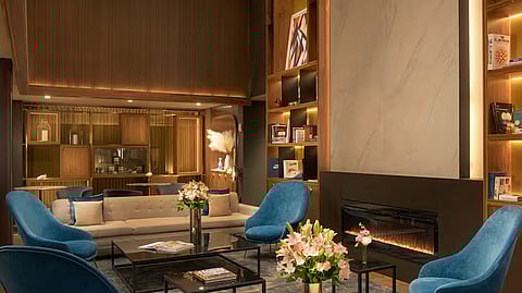 Lounge at NH Collection New York Madison Avenue with midcentury seating and warm lighting