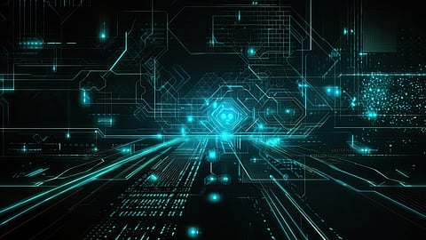 Abstract digital interface representing speculative design and emerging technology