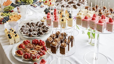 Assorted French pastries and mini desserts displayed at Charlotte Patisserie’s Chelsea café opening