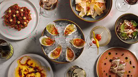 Interior of Same Same wine bar near Broadway, featuring cocktails and shared plates