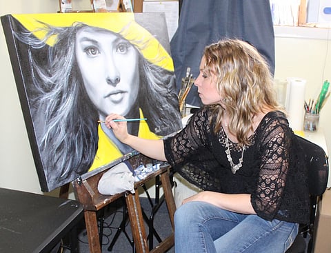 Nicole Troup working on PFAC painting Collab-Madeline Carroll
