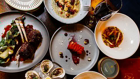 The Golden Indulgence table spread at Golden Goat Caviar®