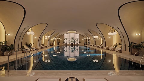 The 20-meter indoor pool at Six Senses London Spa