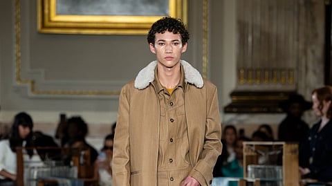 Model on the runway for Labrum London autumn winter 2026 at London fashion week