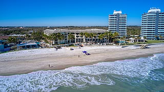 Aerial view of beachfront resort and shoreline at Vero Beach Florida