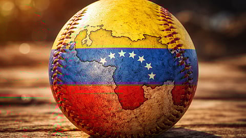 Baseball with Venezuela flag design representing World Baseball Classic championship victory