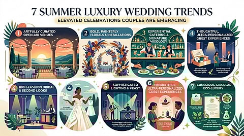 Image outlines seven prominent trends for luxury summer weddings