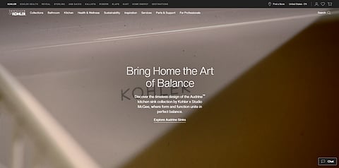 A website screenshot promoting a partnership between Kohler and Studio McGee