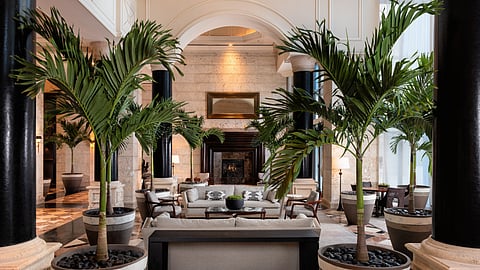 Lobby of The Ritz-Carlton Coconut Grove set for the Caviar & Canvas evening series